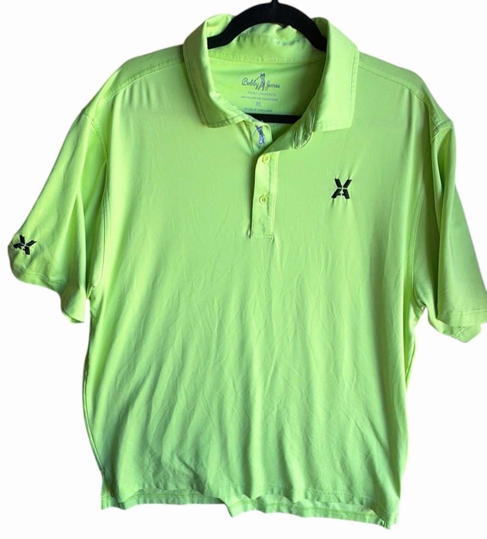 Bobby Jones Golf Polo Shirt Mens XL Lime Chartreuse Embroidered Logo Stretch